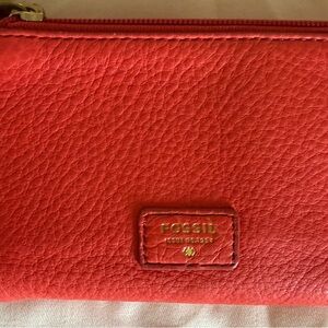 Fossil Orange Leather Clutch